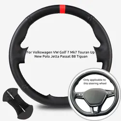 Hand-Stitched Soft Black Microfiber Leather Car Steering Wheel Cover For Volkswagen VW Golf 7 Mk7 Passat B8 Auto Accessories