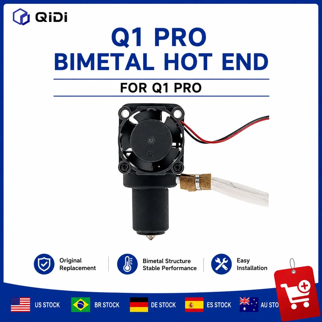 Image of QIDI Q1 Pro Bimetall Hotend Original Hotend-Baugruppe Ersatzteil für 3D-Drucker