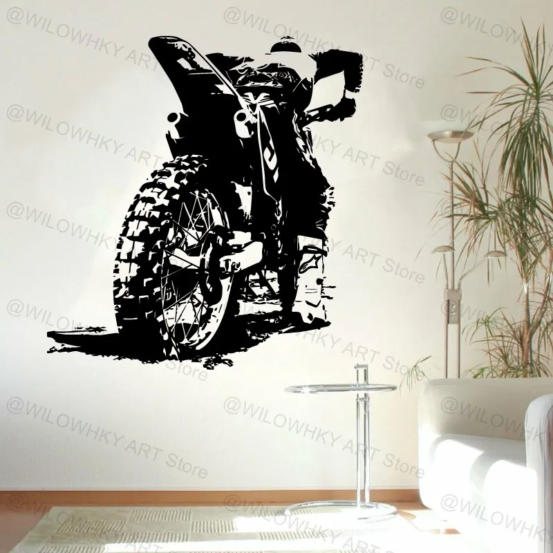 Extreme Sports Motocross Rider Silhouette Vinyl Wall Decal Gift Decoration for Teens' Homes Doors Windows Cars and Entryways