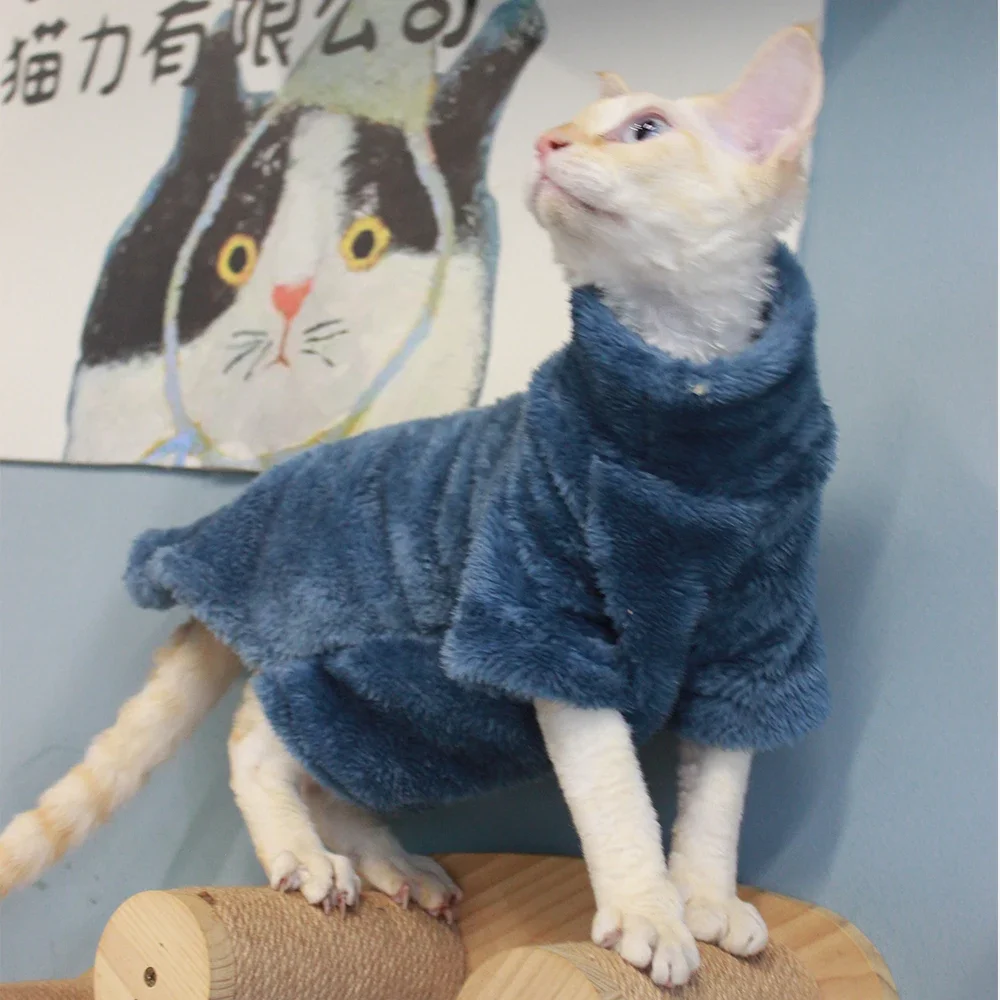 2024 New Cat Sweater Winter Fashion Thickening Warm Sphynx Clothes Home Comfortable Winter Dog Clothes for Devon Puppy Costume