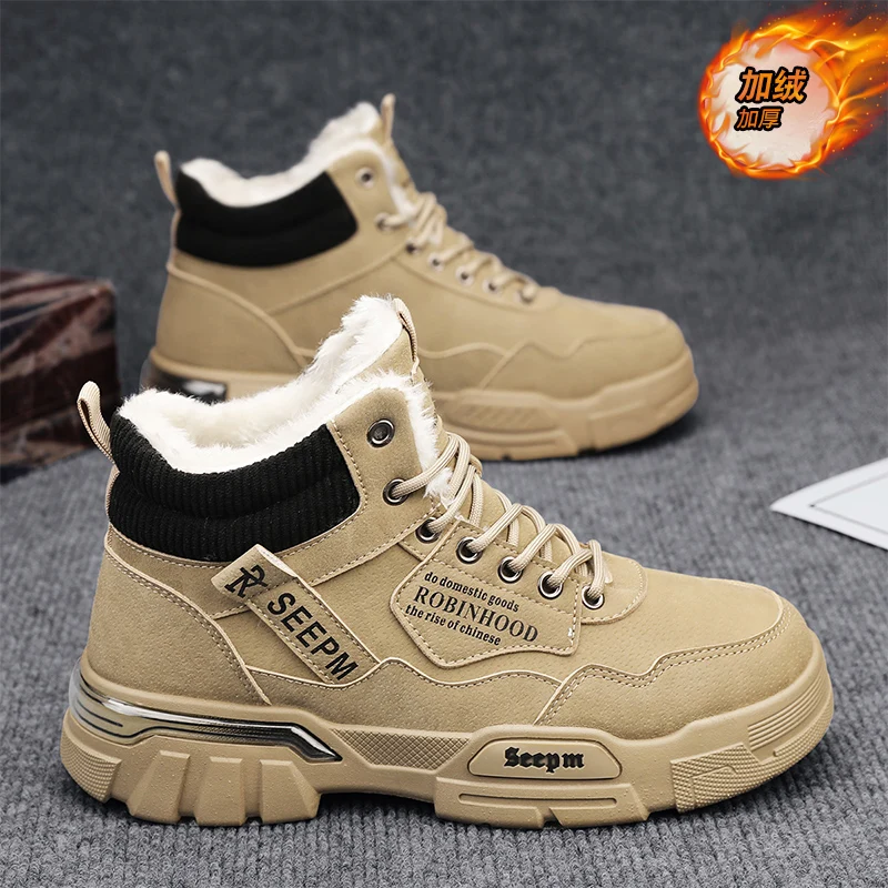 CYYTL Snow Boots Warm Fur Mens Shoes Winter Casual Outdoor Platform Hiking Fashion Designer Luxury Ankle Cowboy Leather Sneakers