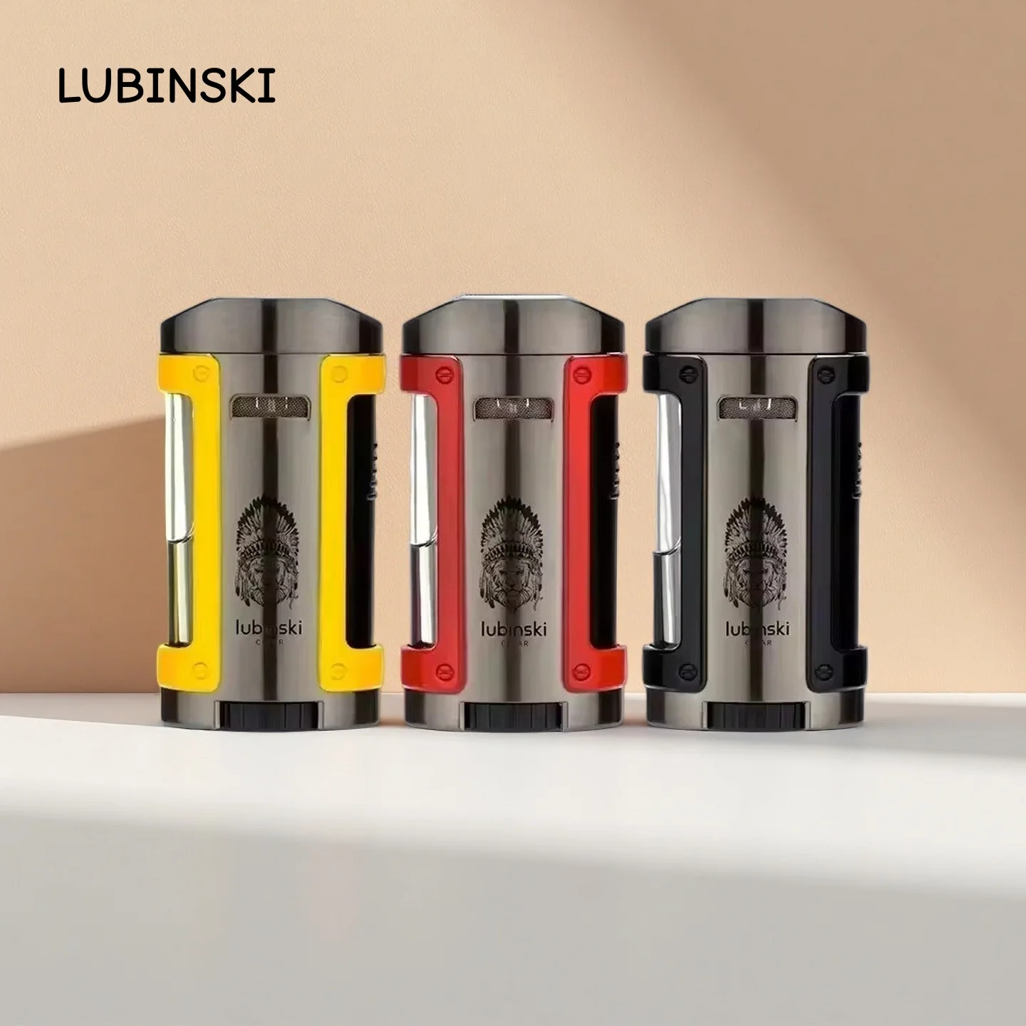 

Lubinski четыре прямая сигаровая зажигалка с синим пламенем портативная уличная ветрозащитная перерабатываемая надувная газовая зажигалка мужская элитный подарок