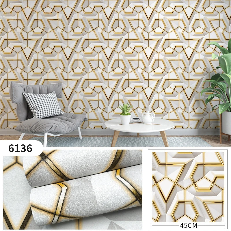 Embossed Three-Dimensional Geometric Wallpaper Ins Style Self-Adhesive Plain Wallpaper Self-Adhesive Wall Sticker Good-looking