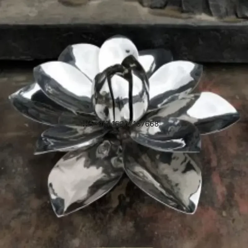 Wmwmnu Polished Art Metal Stainless Steel Flower Sculpture for Garden Decoration