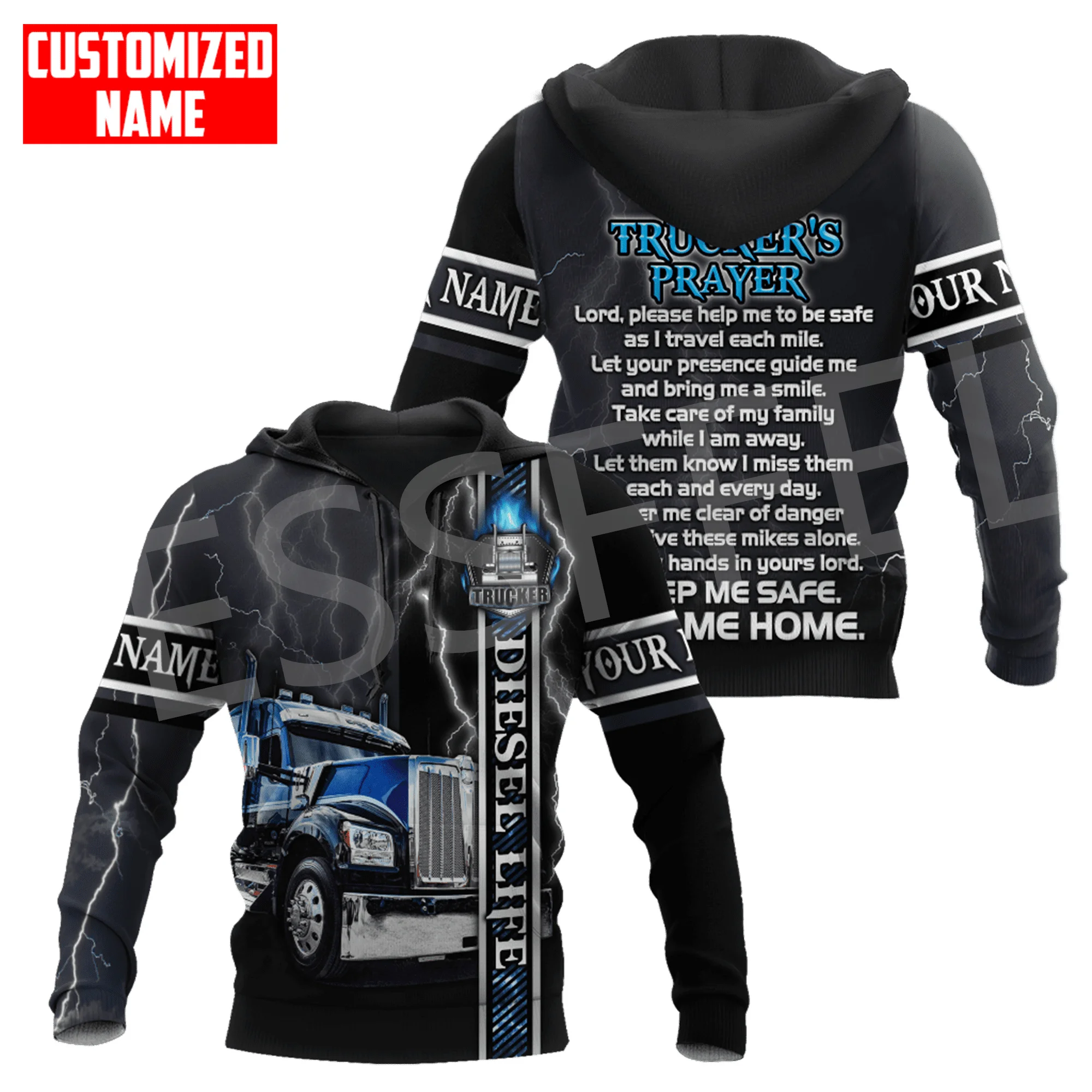 Newest Custom Name Truck Operator Cosplay Trucker Driver Worker Tattoo Pullover 3DPrint Harajuku Casual Funny Jacket Hoodies X21