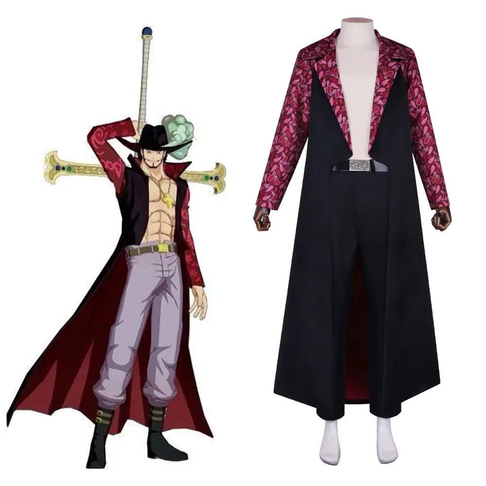 

Dracule Mihawk Cosplay Role Play Robe Hat Anime One Cosplay Piece Costume Adult Men Roleplay Fantasy Fancy Dress Up Party Cloth