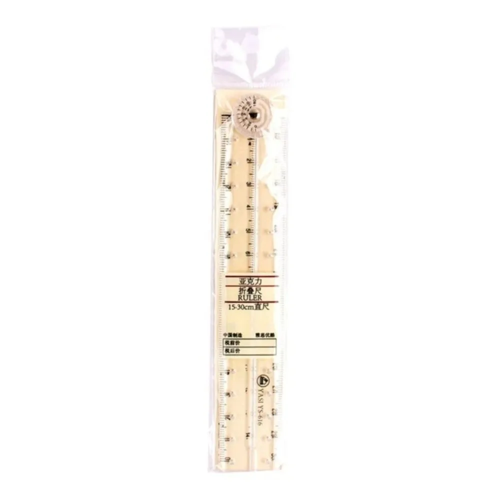 Creative Portable Acrylic Ruler Transparent 30cm Length Folding Ruler Lightweight Straight Edge Plastic Ruler School Use