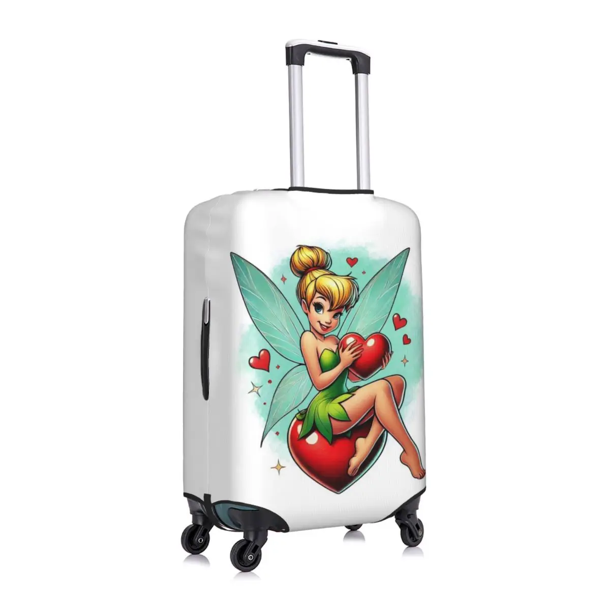 Capa de bagagem de viagem personalizada Tinker Bell Love lavável protetor de mala adequado para 18-32 polegadas