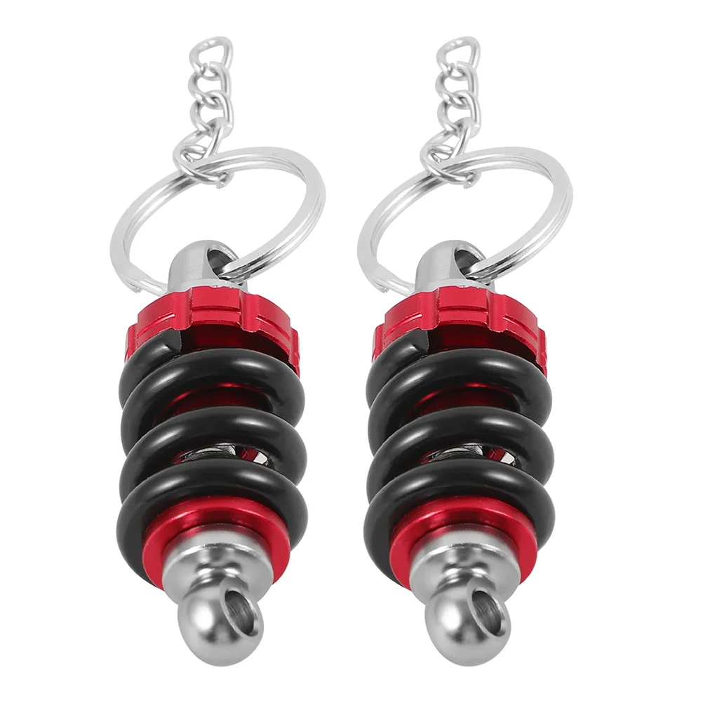 

2 Pcs Decorate Motorcycle Key Chain Man Aluminum Alloy Motorbike Absorber Keychain