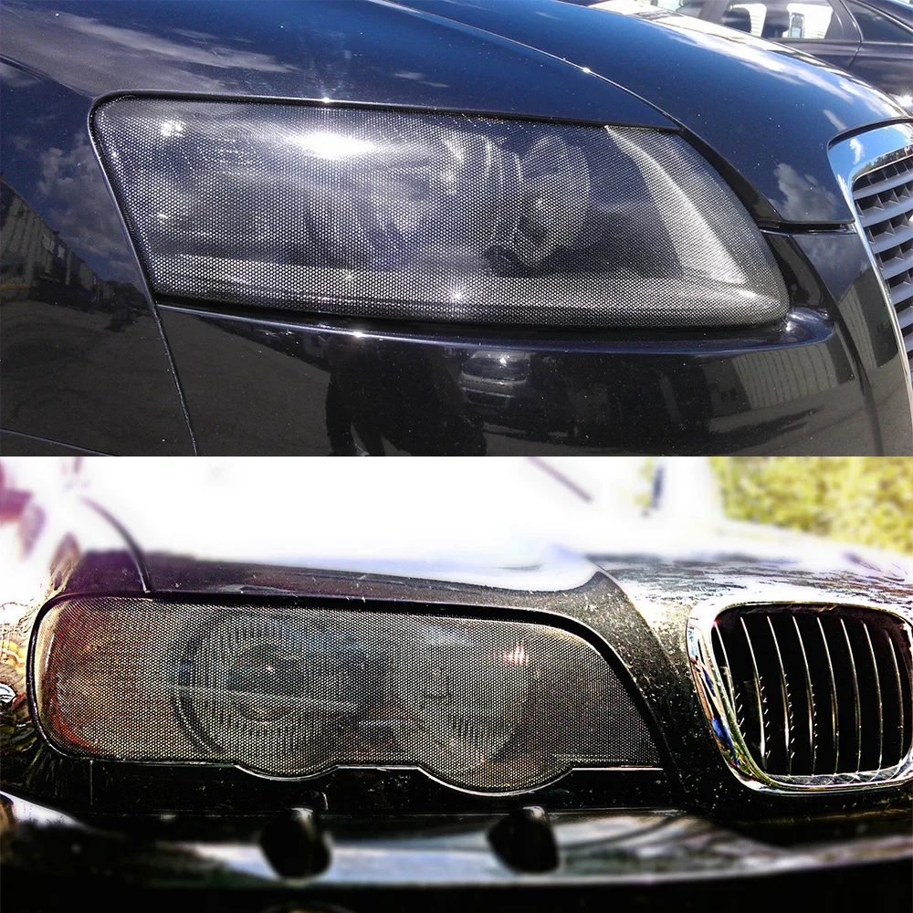 Spi Vision Black Perforated Mesh Film Headlight Tint ROAD LEGAL VINYL Fly Eye Tint Car Light Film Tint Car Styling