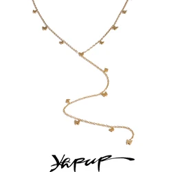 Yhpup Fashion Stainless Steel Small Butterfly Long Drop Necklace Gold Platinum PVD Plated Sexy Chic Thin Bib Chain Jewelry