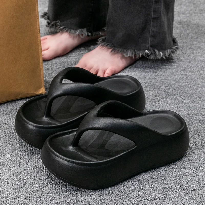 Non-slip Beach Flip Flops Women Summer Clip Toe Thick Bottom Cloud Slippers Woman 2025 Soft Sole Platform Sandals Slides Female