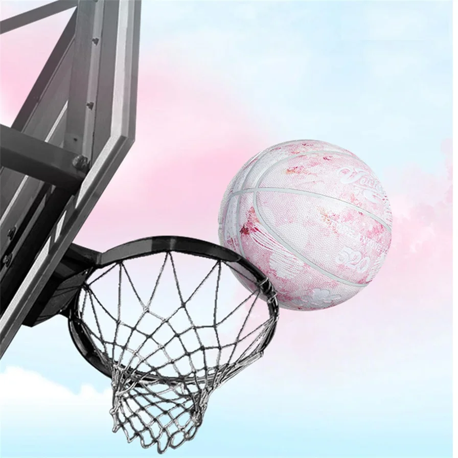 Ballon de basket-ball professionnel en PU rose pour femme, 4 couches, extérieur, mignon, taille officielle 7, financièrement non