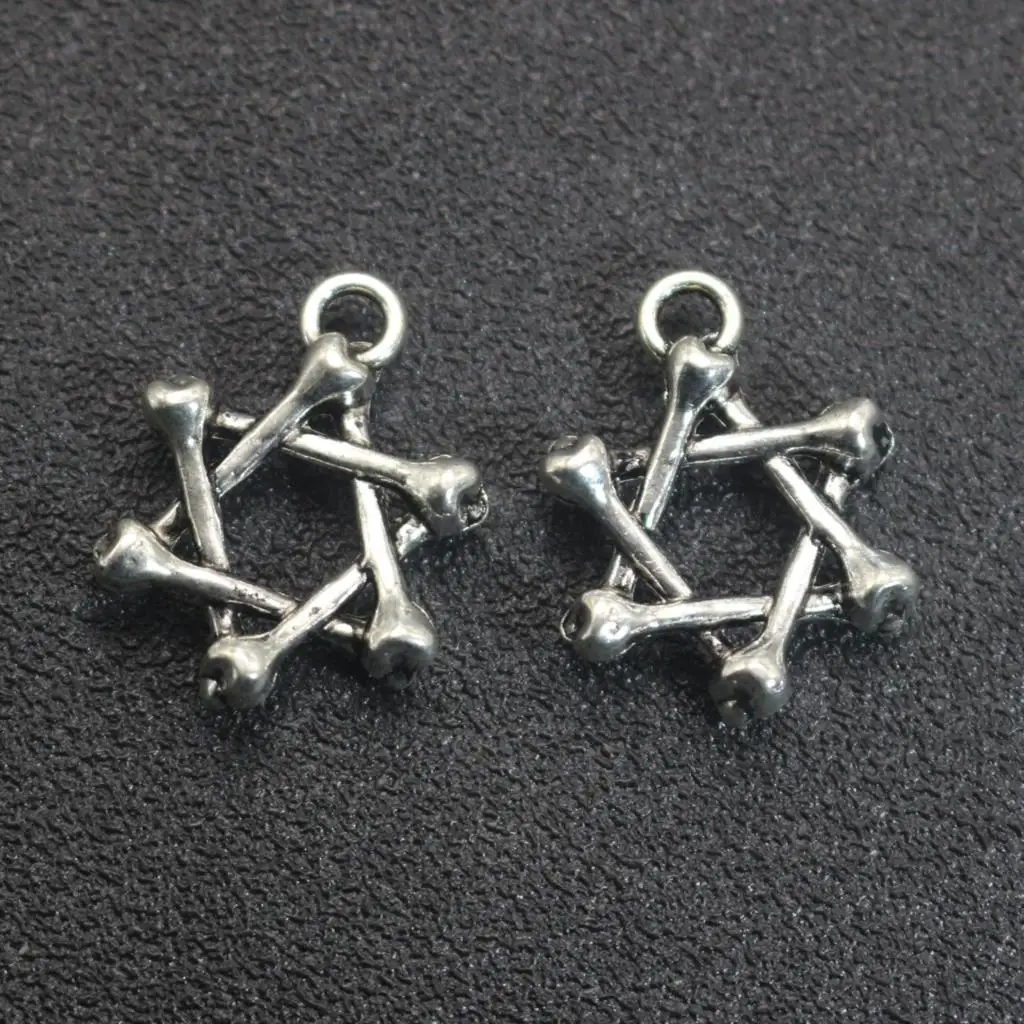 

10 Tibet Silver Tone Kabbalah Bone "Star of David" Charm Pendant 25mm