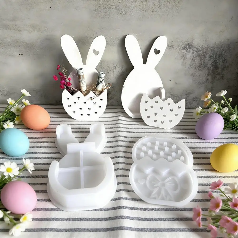 Easter Bunny Mold Flexible Silicone Mold Chocolate Fondant Candy Melts Ice Cubes Dishwasher Safe 3D Easter Decoration Mold
