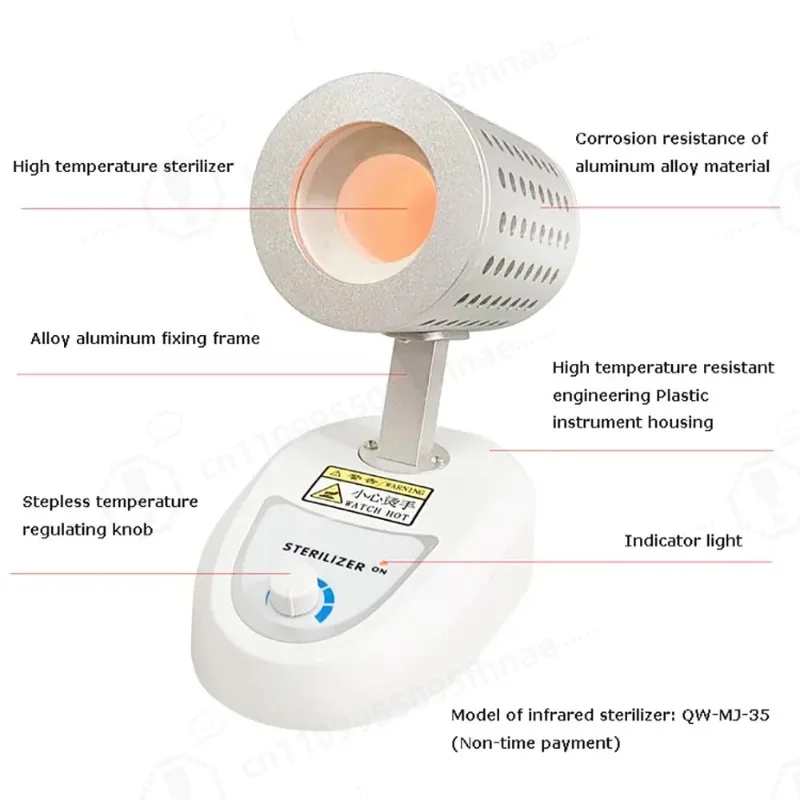 Infrared Inoculation Loop Sterilizer Portable Flame Free Bacti Cinerator High Temp Lab Sterilizer for Microbiology Use