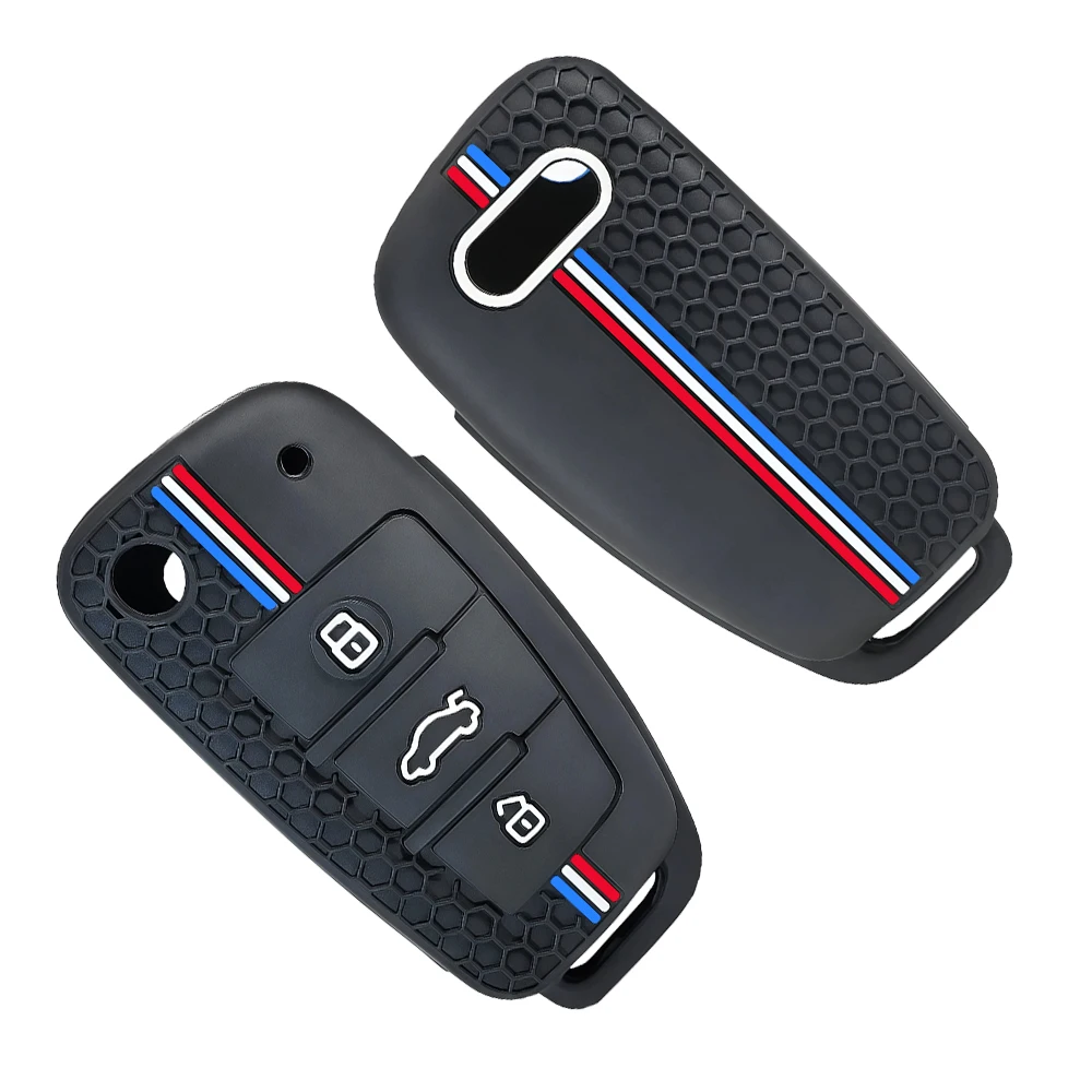Hot 2026 Silicone Key Case Cover Shell for Audi A4 B7 A6 C6 4f 8v A3 8p A1 A3 Accessories Auto Remote Key Holder 3 Button Jacket
