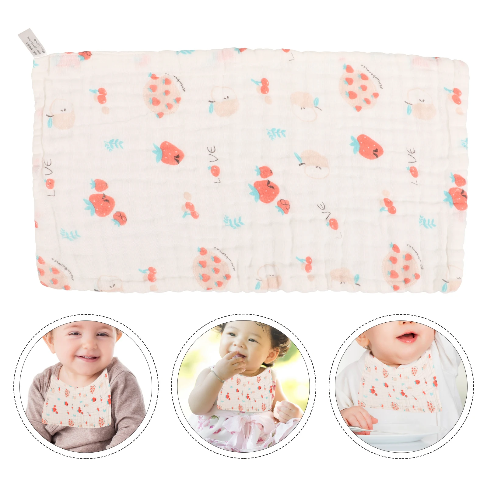 

6pcs Baby Dribble Cloths Cotton Muslin Bibs 25x50cm Cartoon Prints Kids Towels Face Cloth For Infants Saliva Absorbent