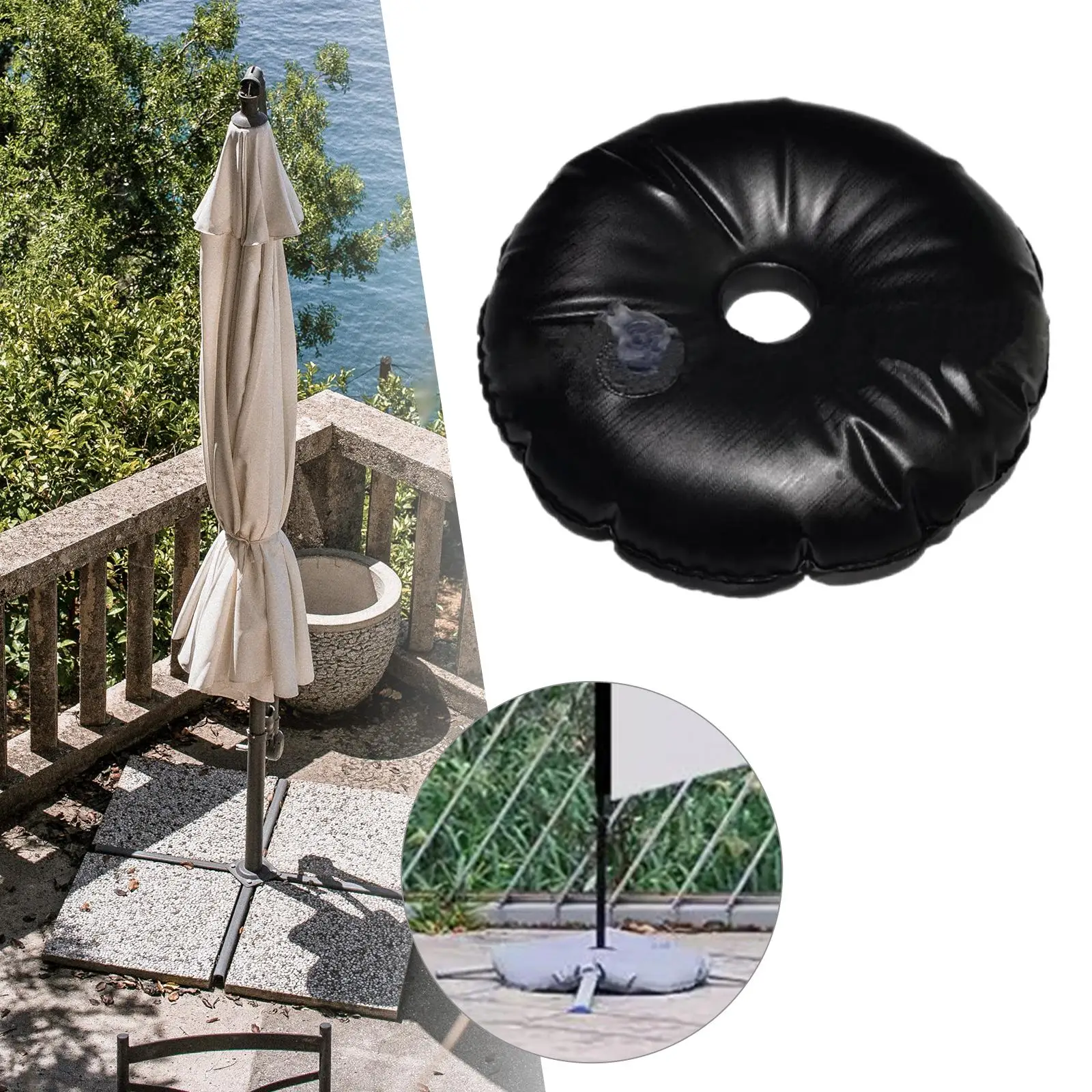 

Round Water Weight Bag, Outdoor Umbrella Holder, Patio Beach Umbrella Base Stand for Beach Flying Poles Patio Accessories