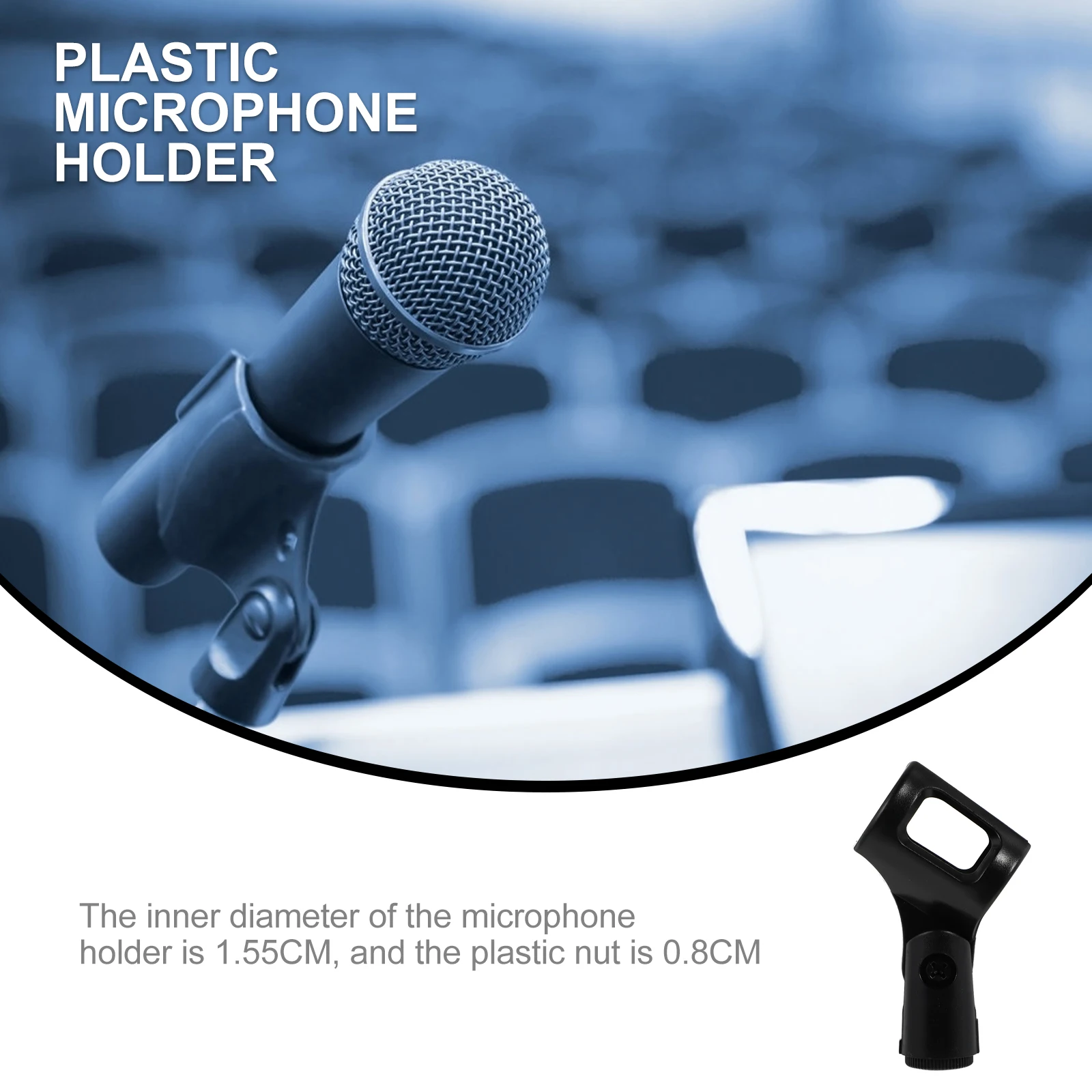 

6 pcs H-shaped Clips 25-38mm Diameter Portable Plastic Microphone Holder Desktop Holder Plastic Material Conference Room Use