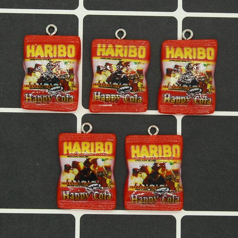 10 قطعة الأوروبية الجميلة الحلوى الراتنج الغذاء السحر محاكاة السكر وجبة خفيفة التعبئة والتغليف حقيبة المعلقات المسطحة لصنع المجوهرات القرط #4