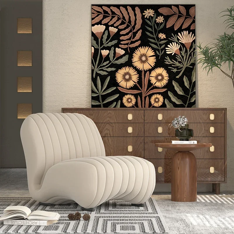 Muebles de Balcón, Chaise Longue Contemporánea Nórdica, Sillón Tapizado Negro, Silla de Piso Económica, Butaca, Sofá Nórdico
