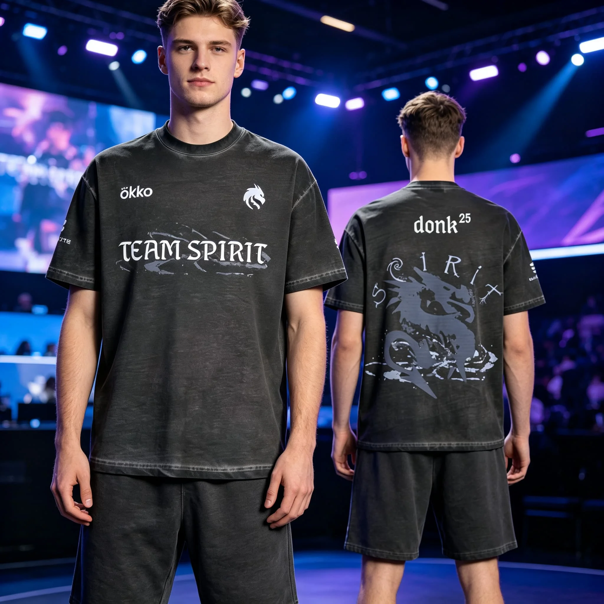 Team Spirit Pro Kits CS2 Esports Club Custom Jersey Donk Damen T-Shirt Unisex T-Shirt Kurzarm Schnelltrocknend Herren T-Shirt – Detail 3
