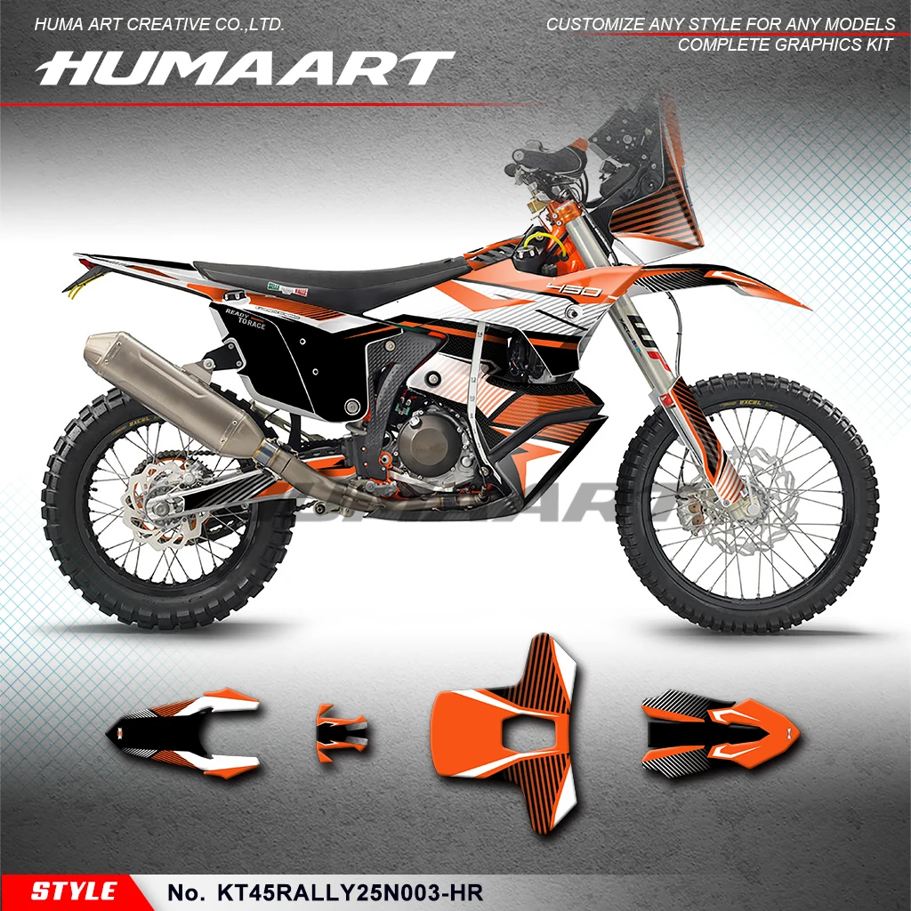 

HUMAART Customised Motorcycle Graphics Stickers Complete for 2025 KTM & Husqvarna 450 RALLY, Decorative, KT45RALLY25N003-HR