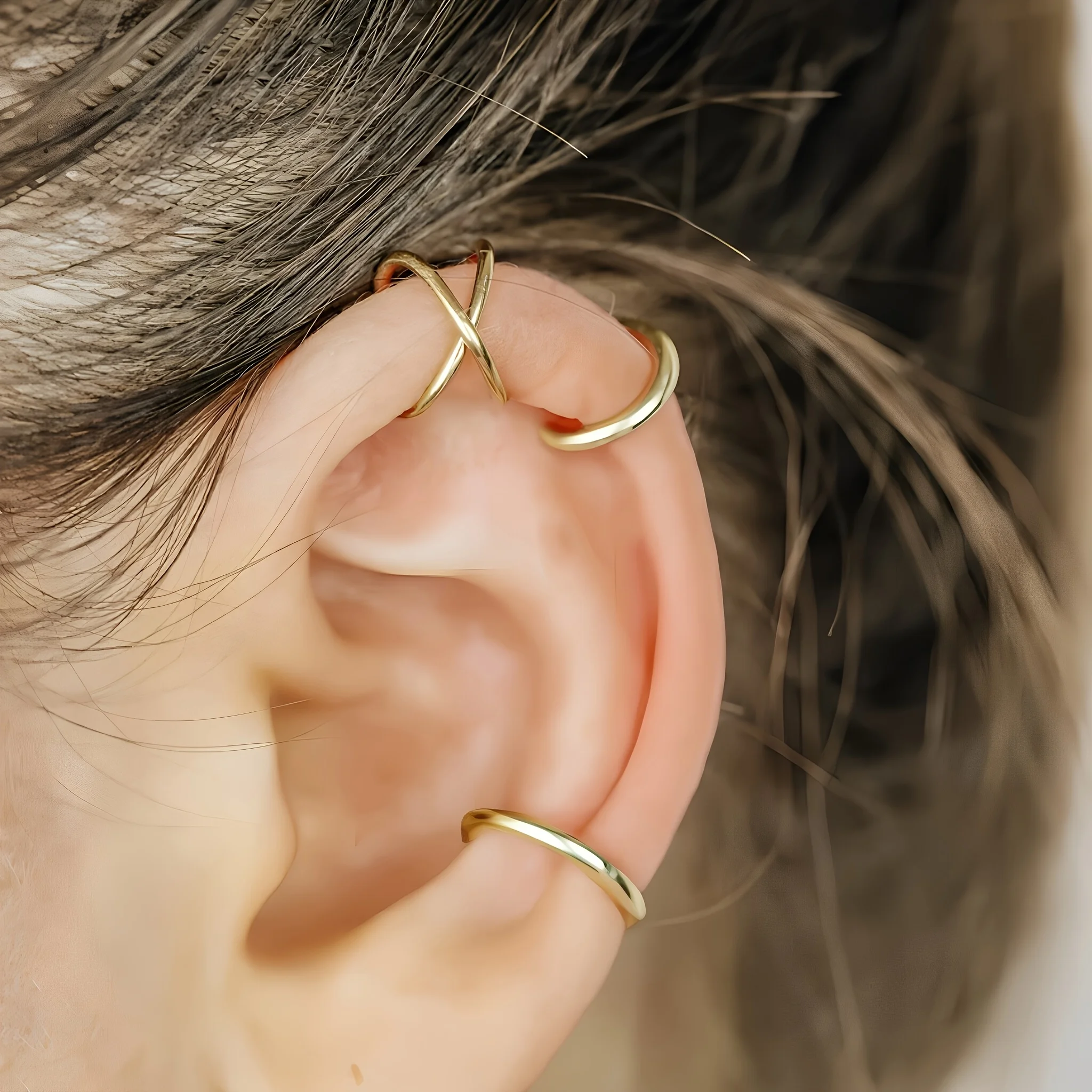 1/3pcs C-shaped Lip Ring for Men Women No-piercing Design Spicy Style Lip Clip Hypoallergenic Simple Ear Cuff Ear Bone Clip