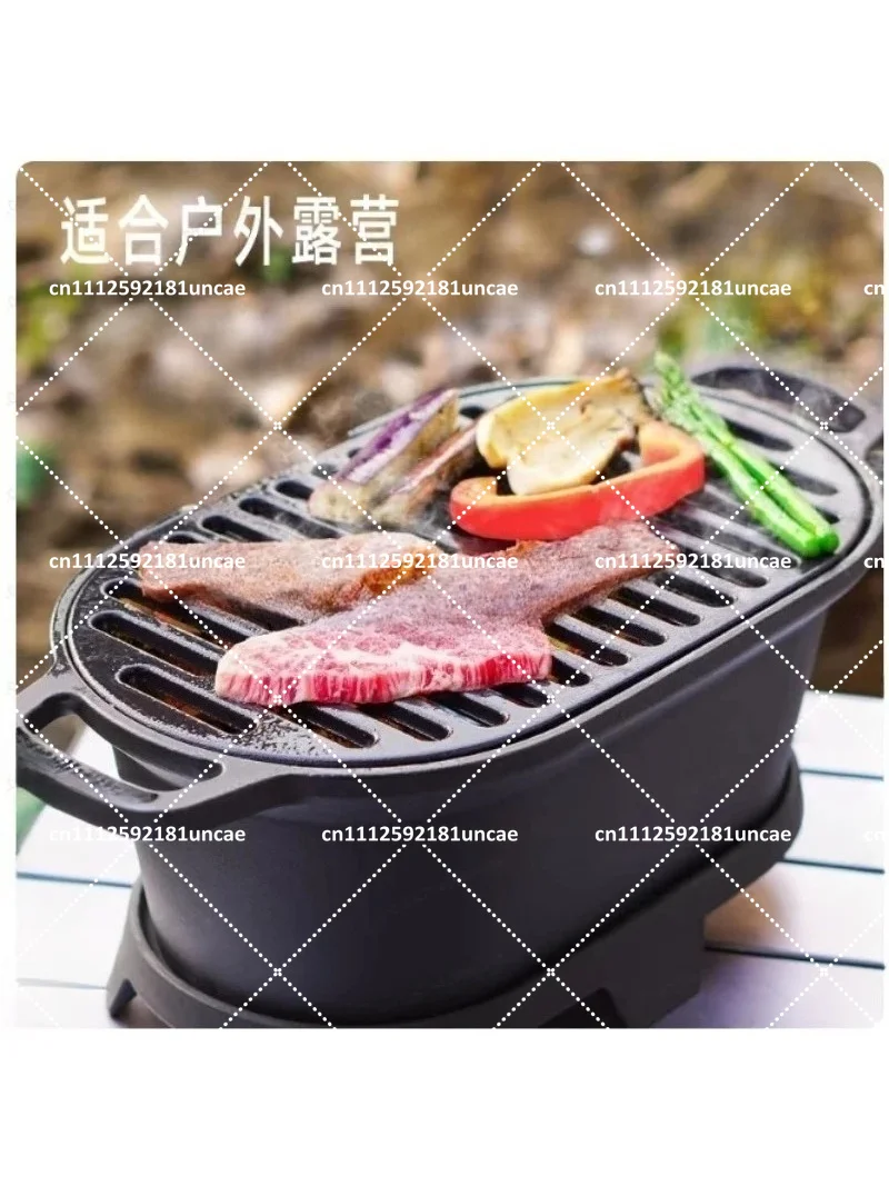 Cast Iron Charcoal Grill for Outdoor Cooking, Camping, Picnic, Portable BBQ, Tailgate, Backyard Park