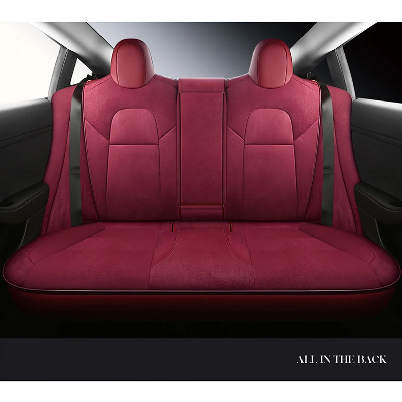 Suede Car Seat Covers For Tesla Model Y 2020 To 2023 Tesla Car Seat Protective Cover With Car Headrest Neck Support Waist Pillow