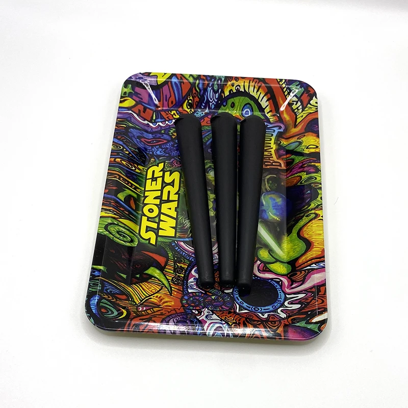 Contenedores de almacenamiento herméticos, soportes a prueba de olores con bandeja rodante de Metal, accesorios para fumar tabaco de 18x12,5 cm