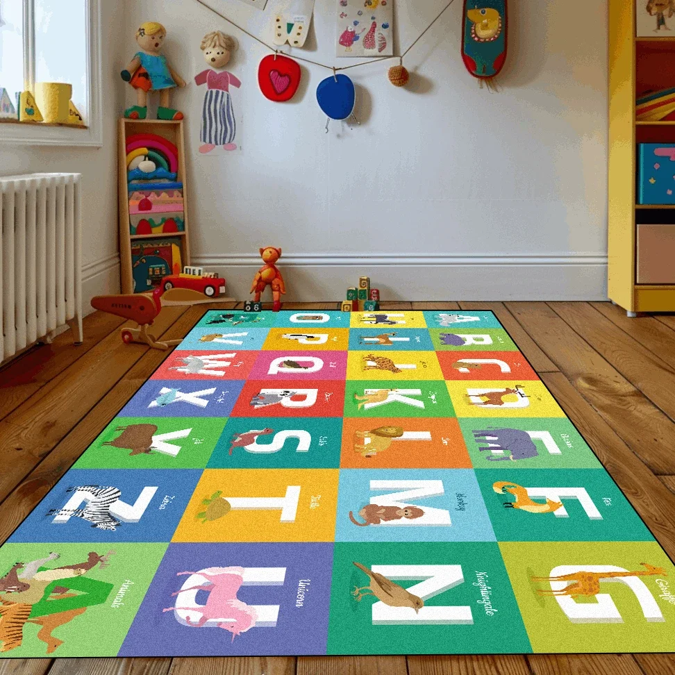 Cartoon Alphabet Hopscotch Carpet Carpets for Living Room Bedroom Floor Mat Large Area Rugs Children's Room Decor Anti-slip Rug