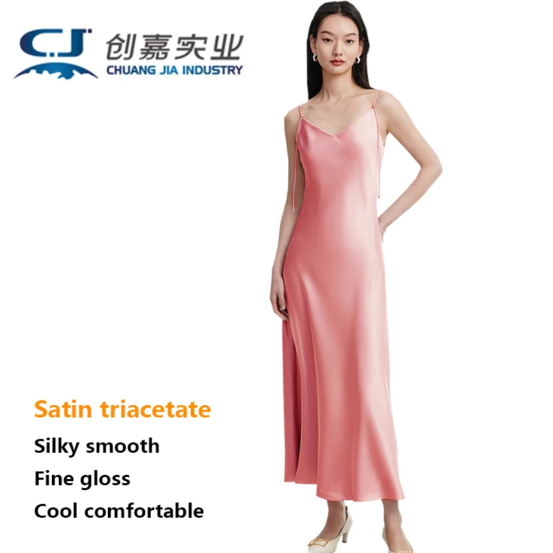 

Satin Triacetate Spring and Summer Women's Hanging Dress Champagne Quality Outdoor High-end Skirt Loose Large Size Silky Cool