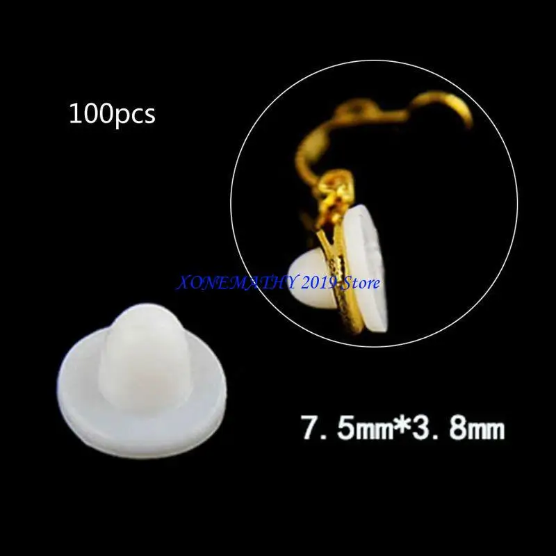 

F42F 100 Pcs Clear Earring Pads Silicone Comfort Earring Cushion for Clips on Earring