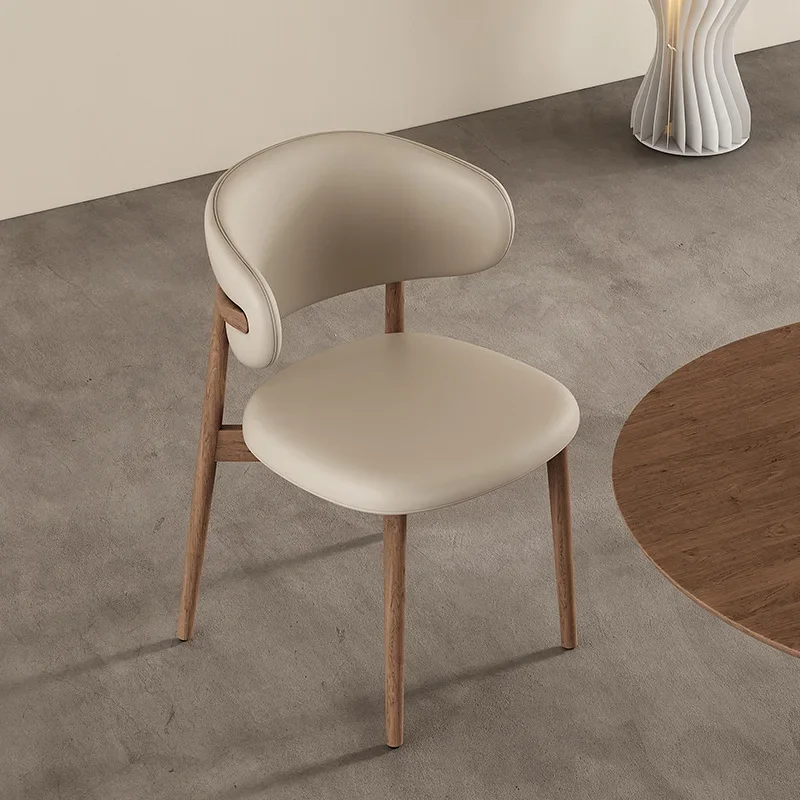 

Cream wind modern solid wood dining chair Nordic luxury household living room dining stool Hotel creative designer chair