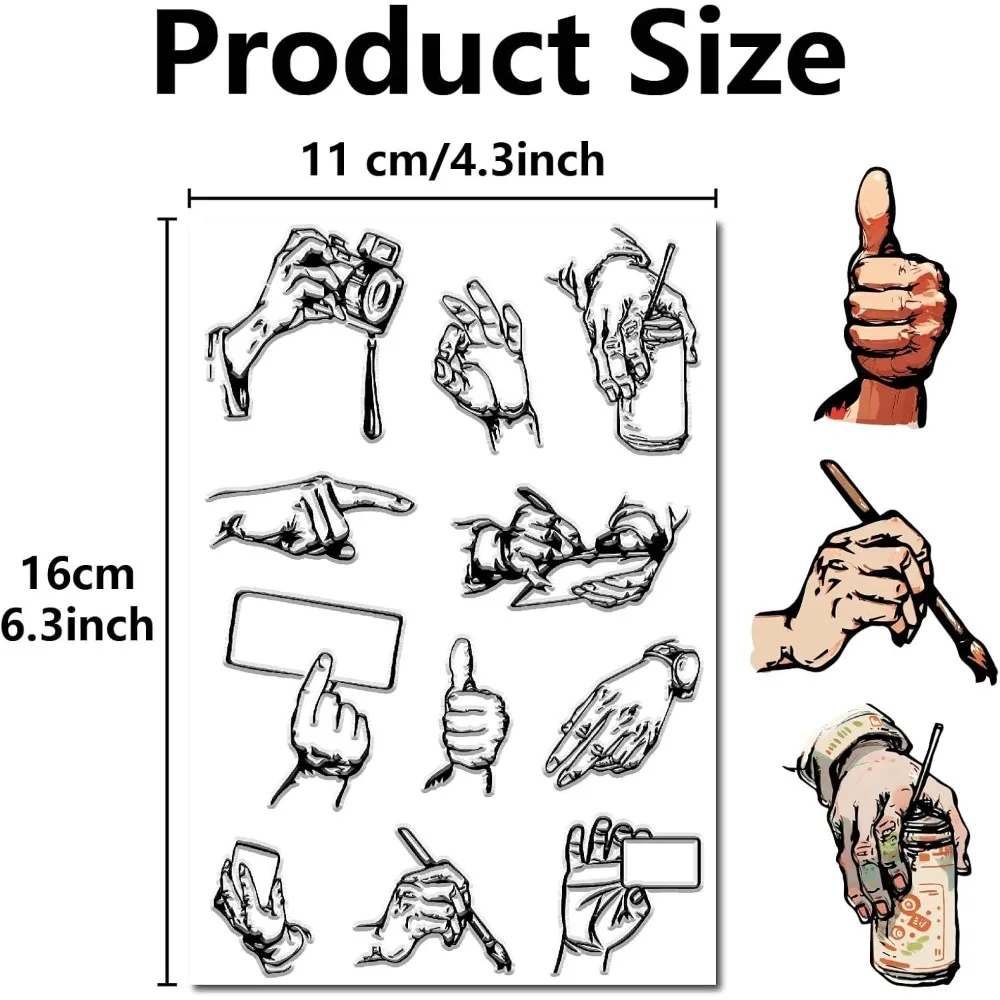 Take a Picture Clear Rubber Stamps for Card Making Take A Paintbrush OK Gesture Pointing Praise Writing Drawing Transparent