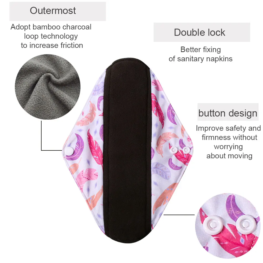 3 sizes Reusable menstrual pads for monthly sanitary pad towels Heavy absorbency women use in period Feminine Hygiene