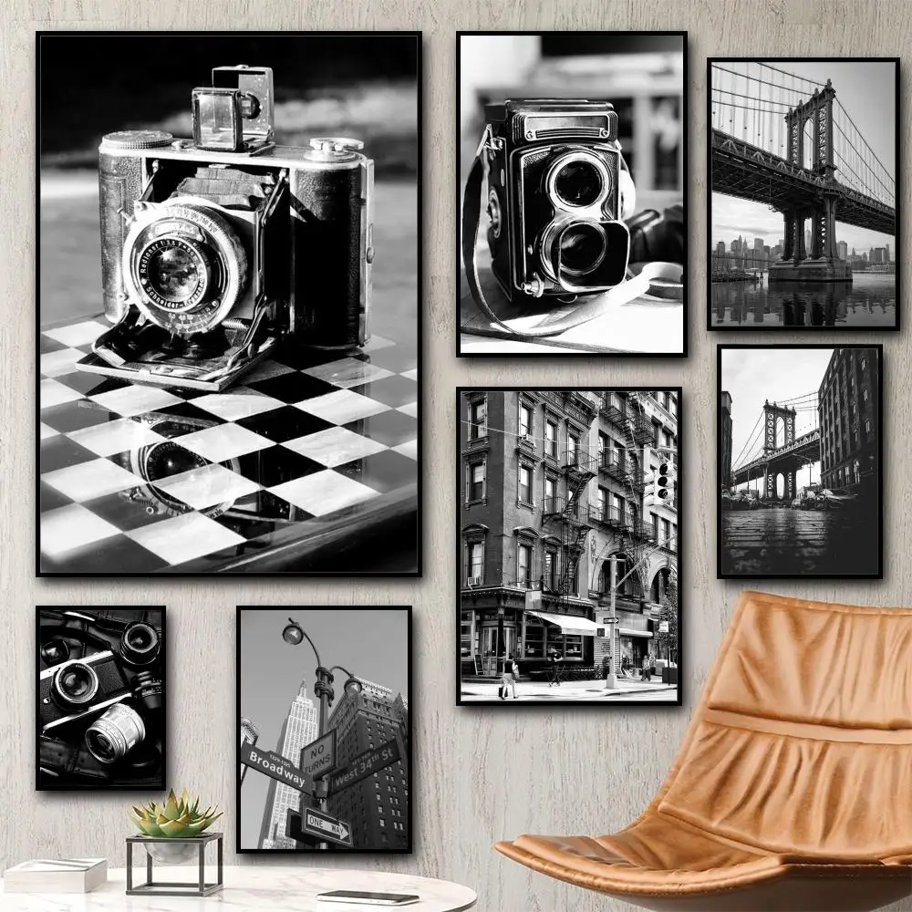 

Black And White Vintage Photo Anime Painting Calligraphy HD Waterproof Canvas poster Art: Aesthetic Wall Decor Home,Bar & More