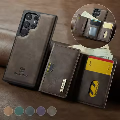 Detachable Magnetic Wallet Case For Samsung Galaxy S25 Ultra S24 S23 S22 Plus S21 For Magsafe RFID Blocking Card Holder Cover