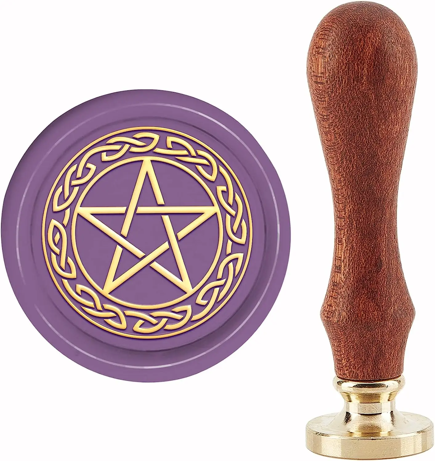 1PC Celtic Knot Wax Seal Stamp Pentagram Sealing Wax Stamps 30mm Retro Vintage Removable Brass Stamp Head with Wood Handle