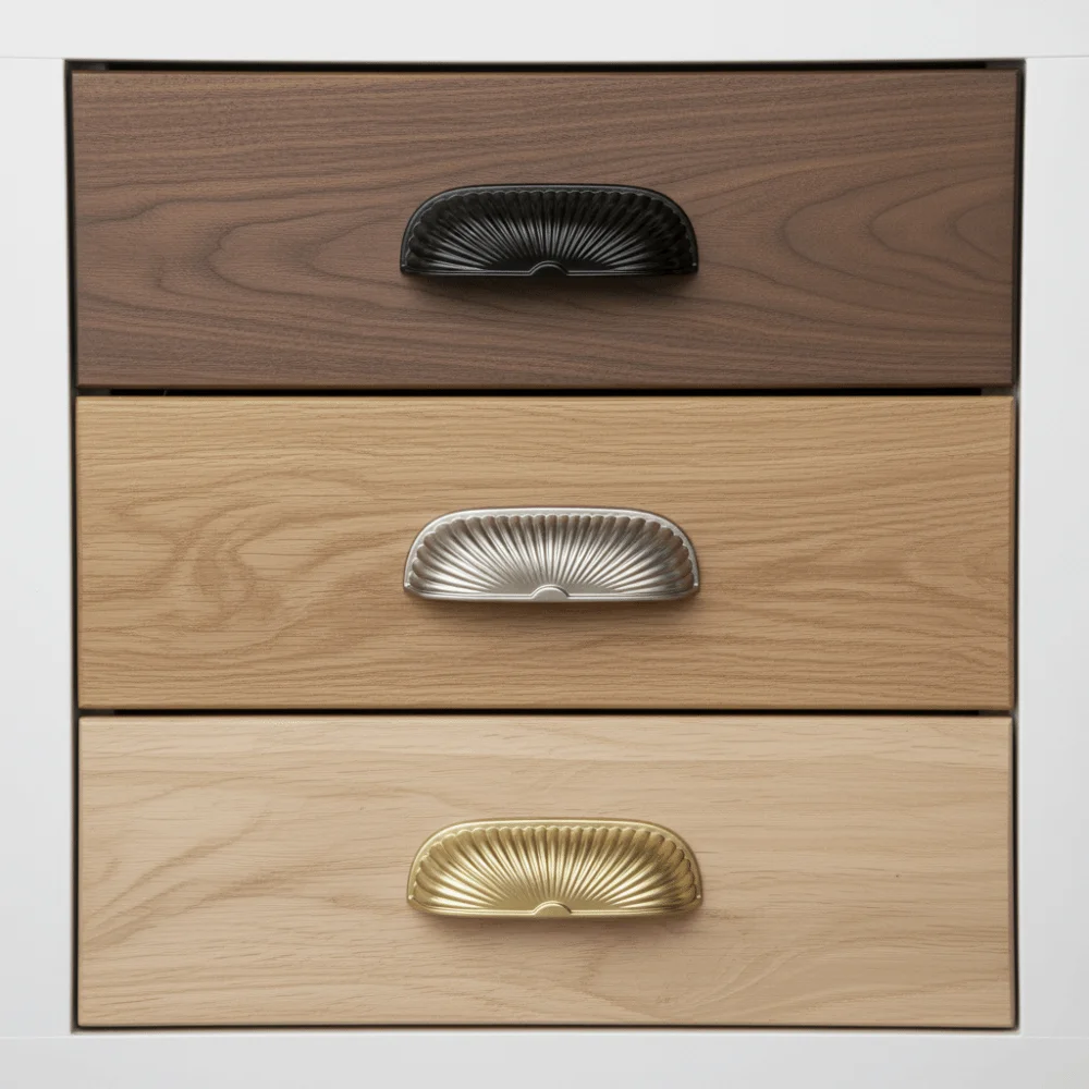 Shell Shape Furniture Handles Light Luxury Zinc Alloy Wardrobe Pulls Antique Style Copper Finish Drawer Handle Cabinet