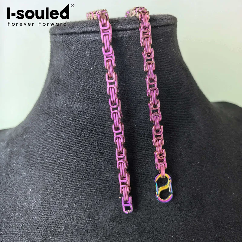 

5.0mm pure titanium emperor chain necklace in pink, fashionable and beautiful, atmospheric and lightweight, waterproof and hypoa