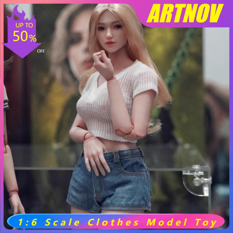 

1/6 Scale Female Soldier Torn Tight Washed Denim Shorts Hot Pants Outfit Fit for 12 Inch Action Figure Body Toys DIY