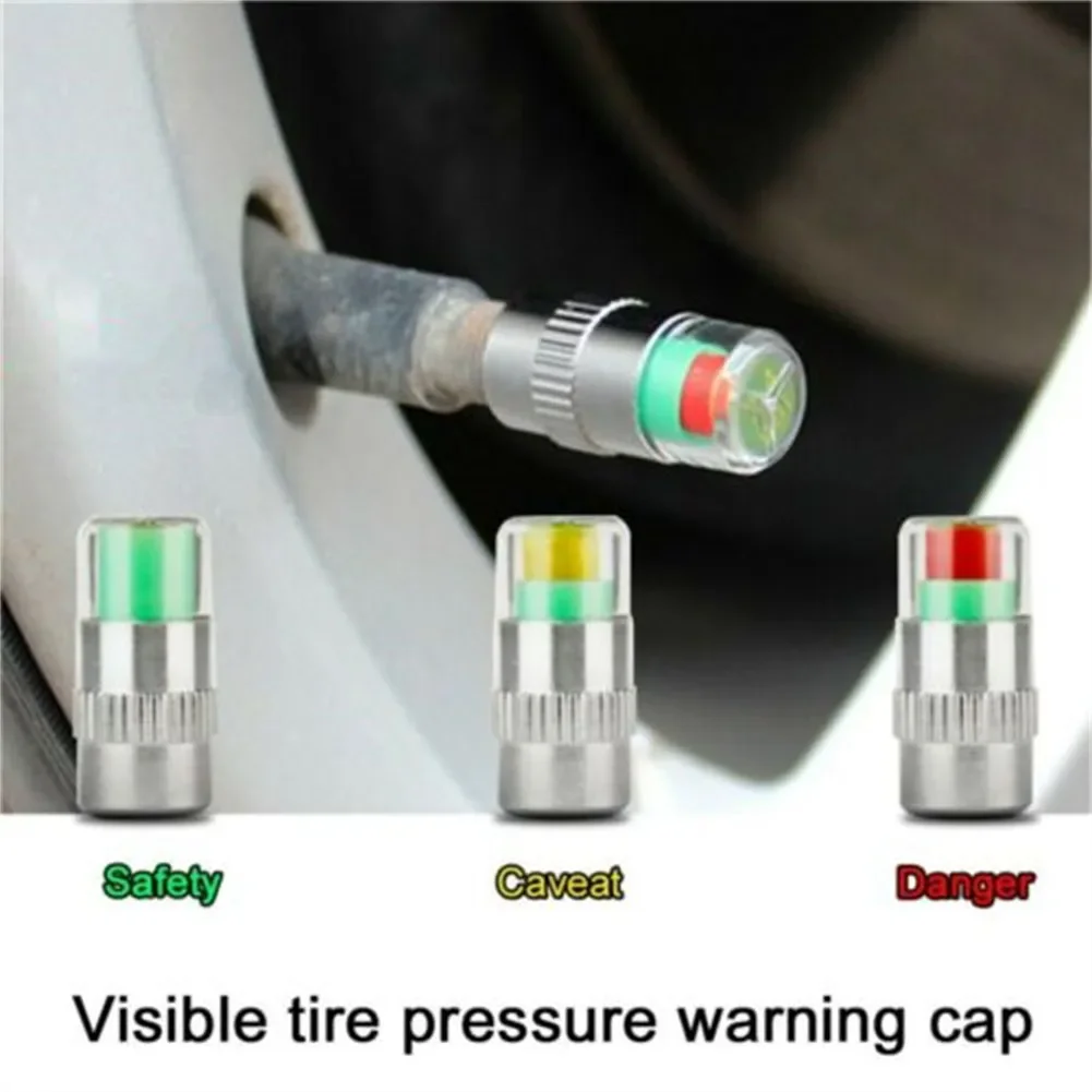 8pcs Motorcycle Car Tire Pressure Monitor Valve Cap Sensor Indicator Eye Alert Auto Tire Pressure Inspection Tool Tire Valve