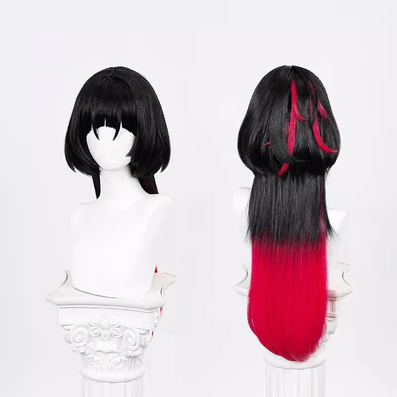 Zenless Zone Cosplay Wig para Mulheres, Zero Jane Doe, Preto, Vermelho, Cabelo Comprido, Eridu Game, Festa de Halloween, Meninas Role Play Props, Novo