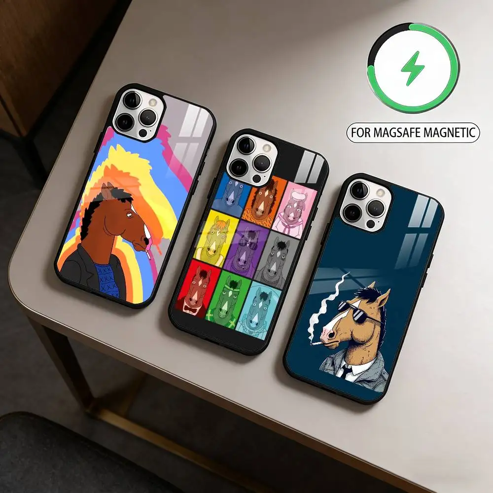 B-Bojack H-Horseman Cool Phone Case For iPhone17,16,15,14,13,12,11 Plus,Pro Max Magnetic For Magsafe Wireless Charging