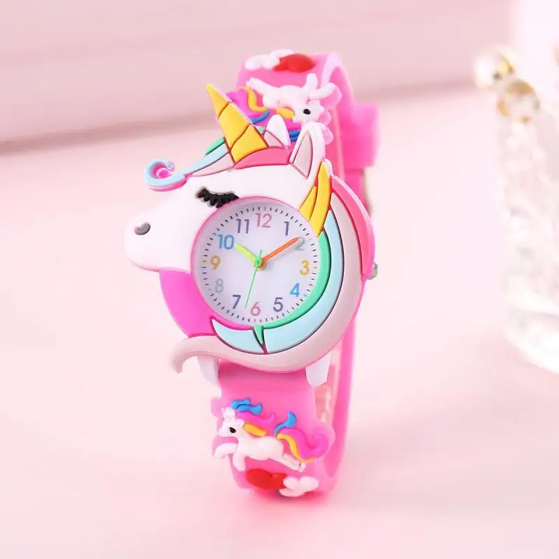 Nieuwe Mode 3d Casual Cartoon Kinderen Siliconen Horloge Love Unicorn Horloges Saturnus Regenboog Meteor Quartz Polshorlogio