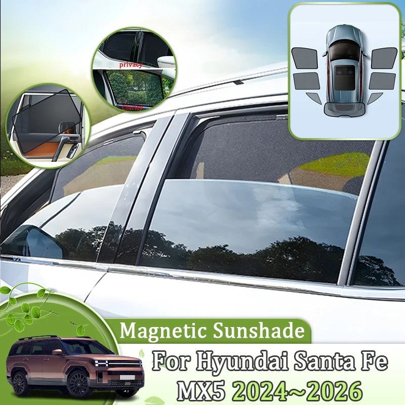 

Magnetic Sunshade For Hyundai Santa Fe MX5 MK5 2024 2025 2026 Mesh Sun Shades Car Anti-UV Blocking Visor Tools Parts Accessories