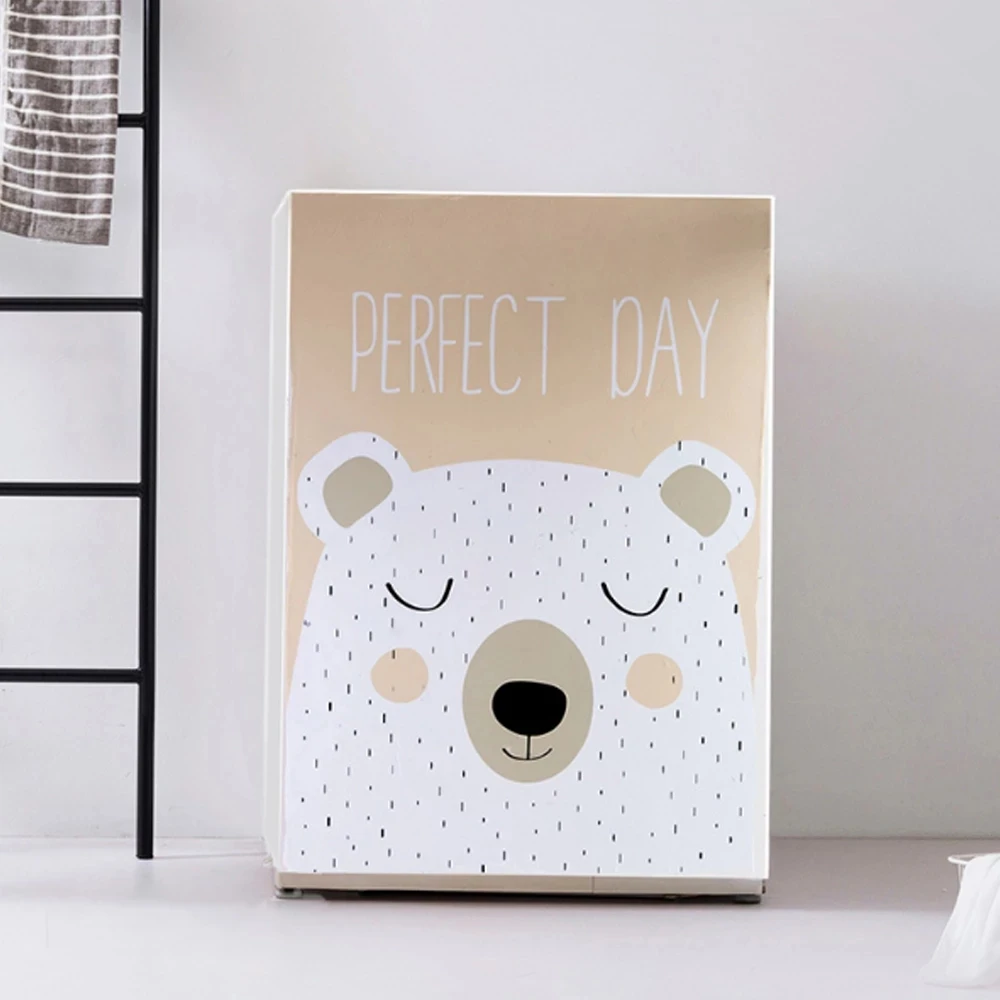 Cute Bear Printed Washing Machine Cover Top Dust Protection Waterproof Case Cover Loading/Front Loading Washing Machine Covers